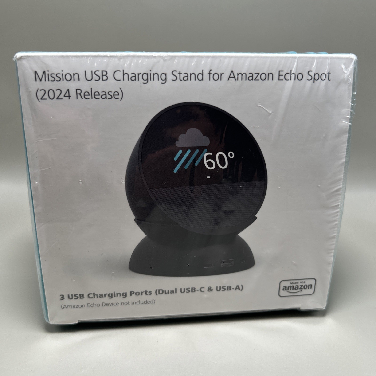 Mission Charging Ports Stand For Amazon Echo Spot. 3USB Charging Ports USB-C & A