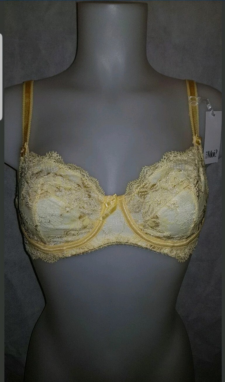 PM1502 Zest Yellow Lace POUR MOI 'Amour' non-padded underwired bra Size 30FF