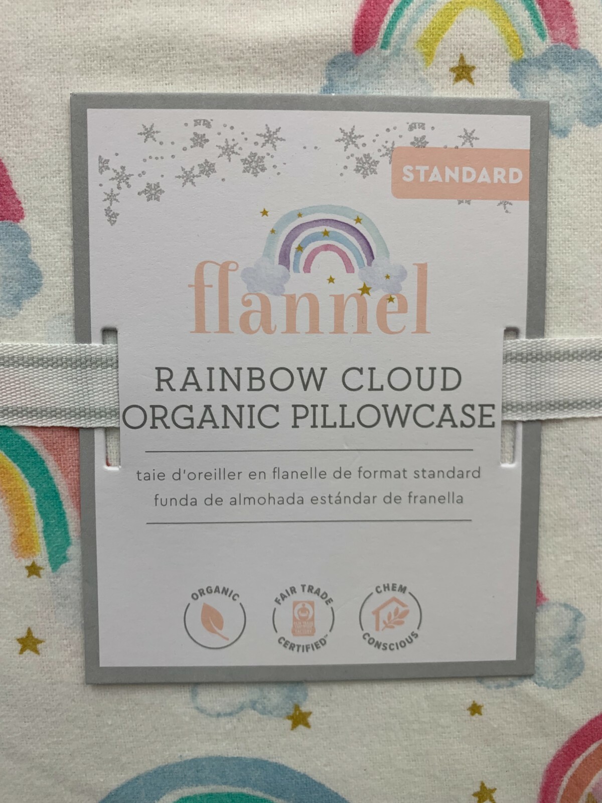 Pottery Barn Flannel Rainbow Cloud Organic Standard Pillowcase #H15