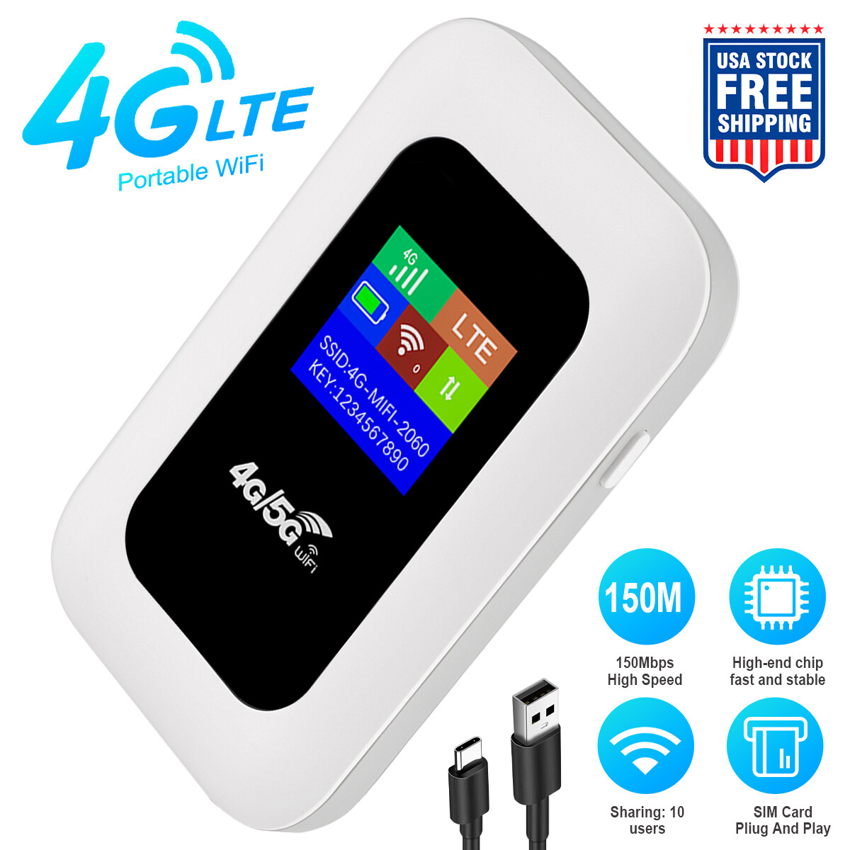 Wireless Unlocked 4G LTE Mobile Broadband Wifi Routers Portable Modem Hotspot!