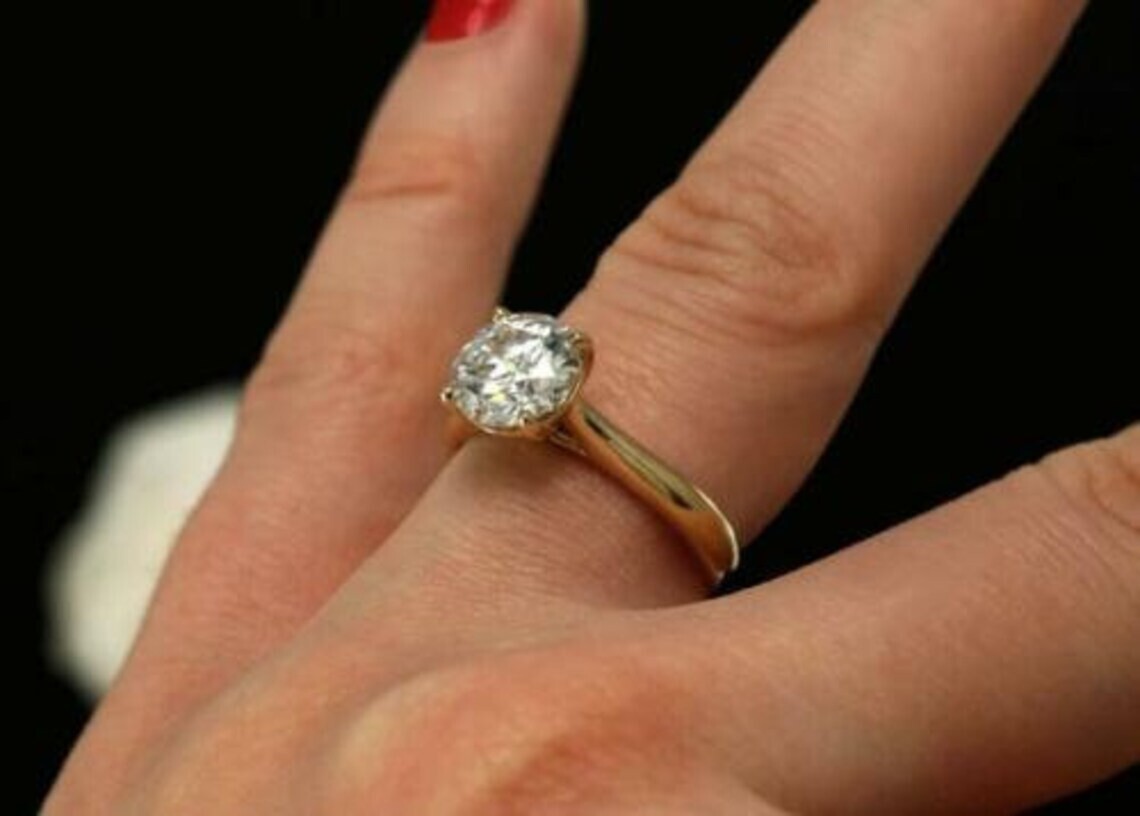 2.80 Ct Round Cut White Diamond Lab-Created Wedding Ring 14K Yellow Gold Over