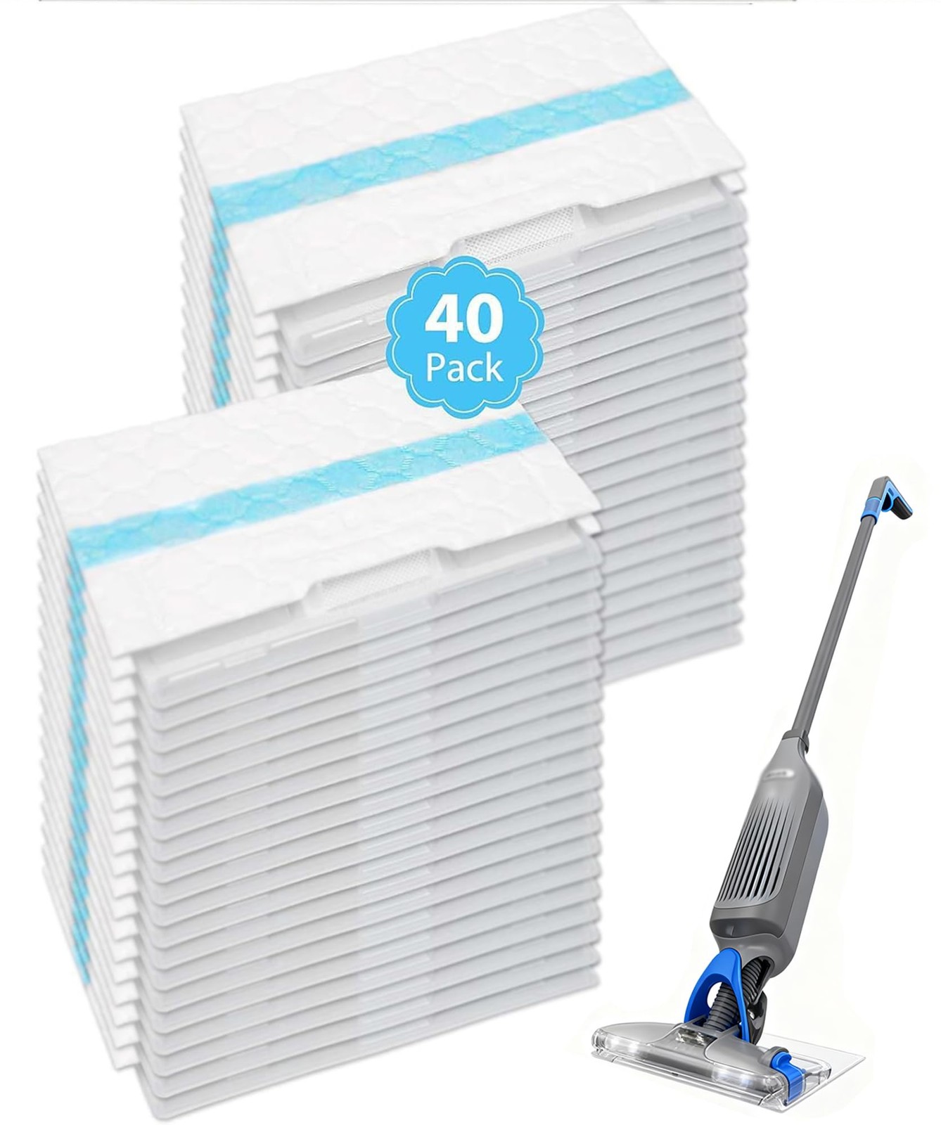 40PC Disposable Mopping Pad Refills for Shark VACMOP Pro Hard Floor Vacuum Mo...
