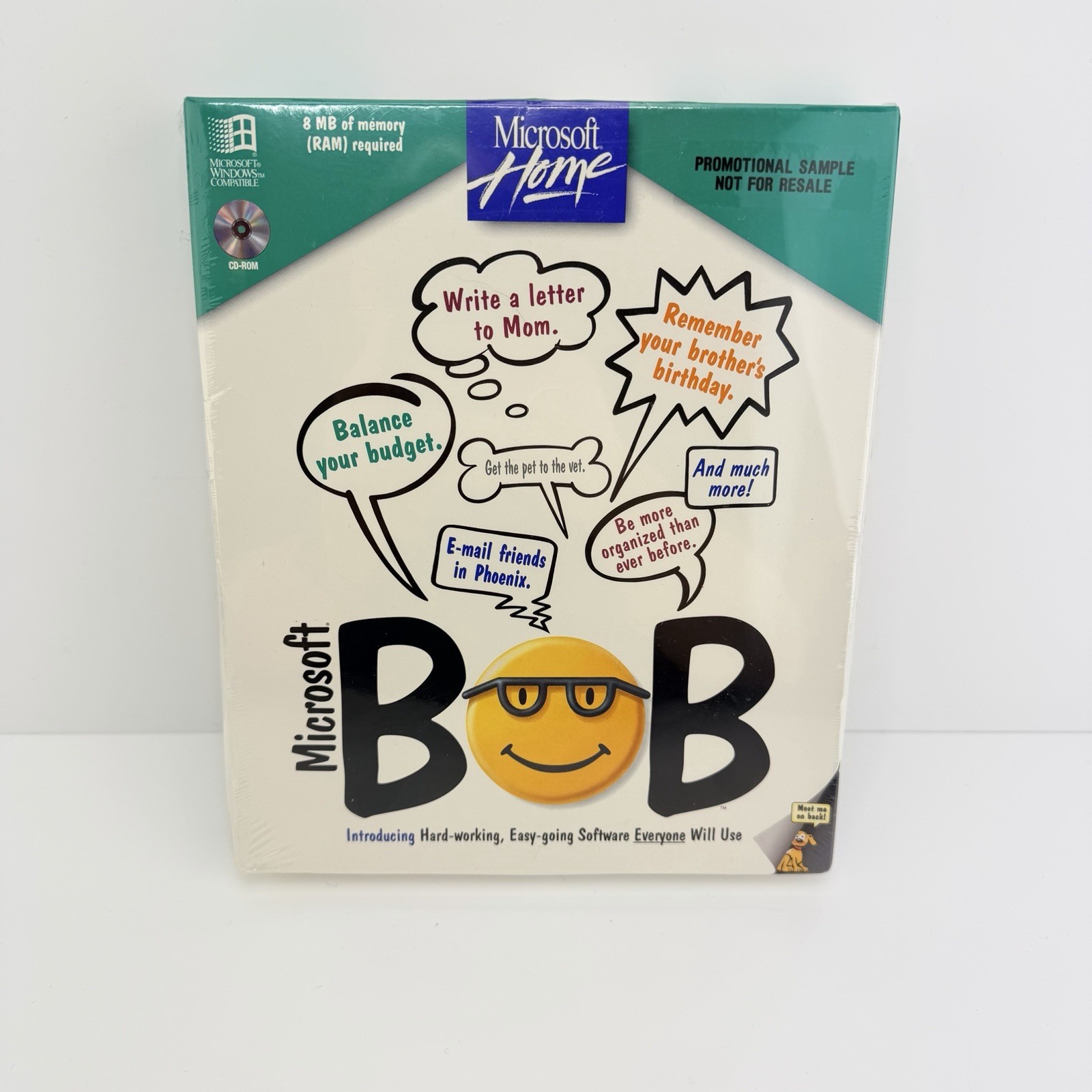 Vintage Microsoft Home BOB Software 1995 CD Promotional Big Box SEALED RARE