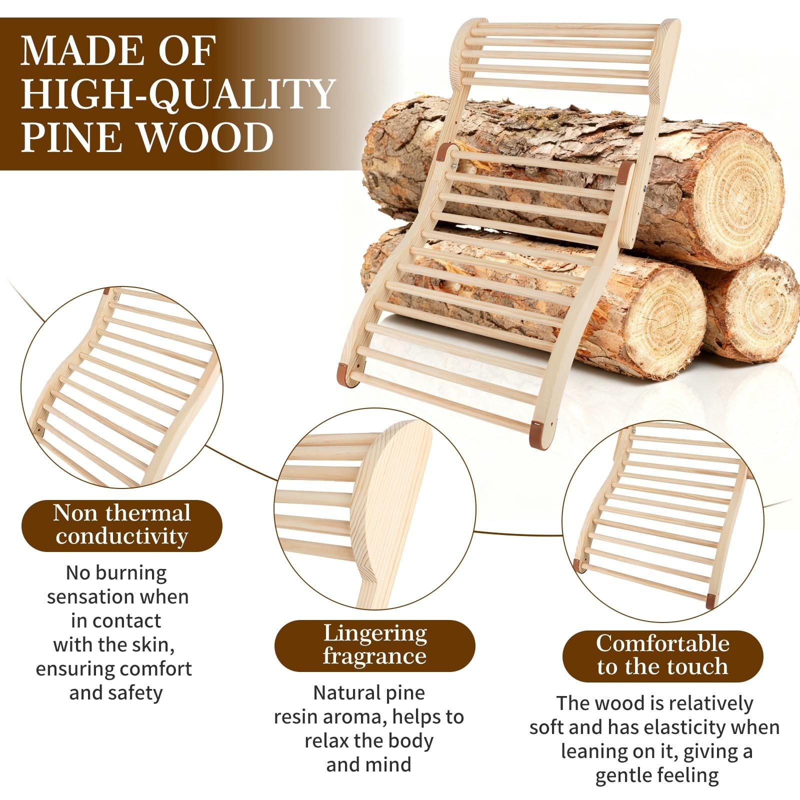 Sauna Backrest Infrared Sauna Backrest Accessories with Adjustable Pillow Woo...
