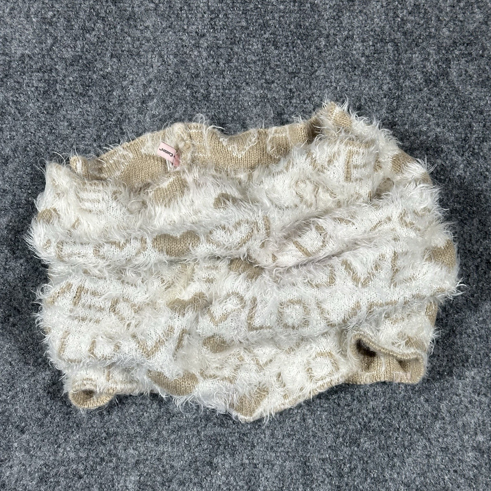 Juicy Couture, Scarf, Gold And White Love With Hearts Logo Print ￼