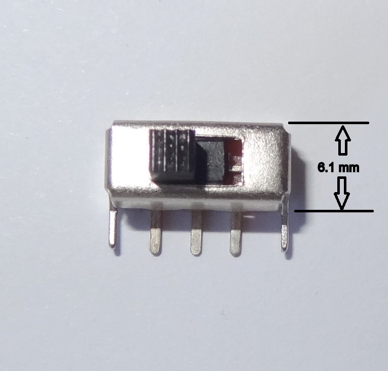 1 pc slide switch, SPDT, PCB, side mount (10D1e)
