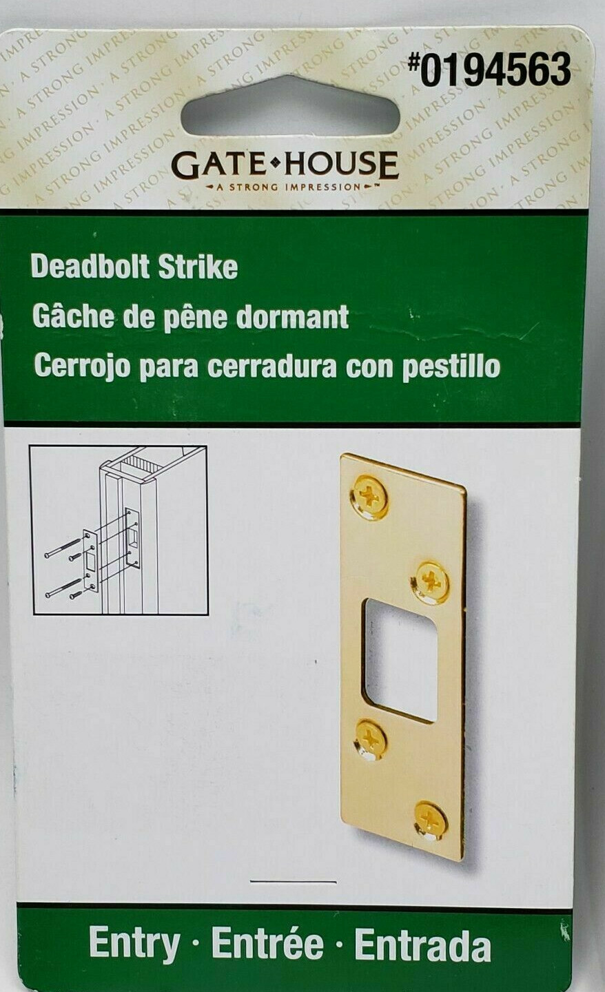 Gate House Lot of 2 Deadbolt Strike Plates Hardware Doors Plate Brass #0194563