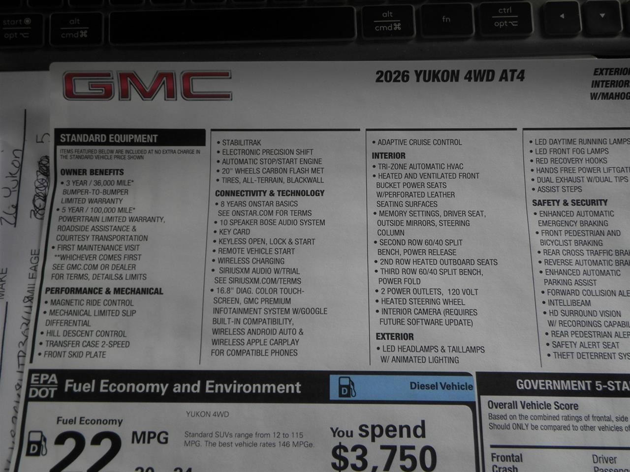 2026 Yukon AT4 Upper Air Shutter 86331348