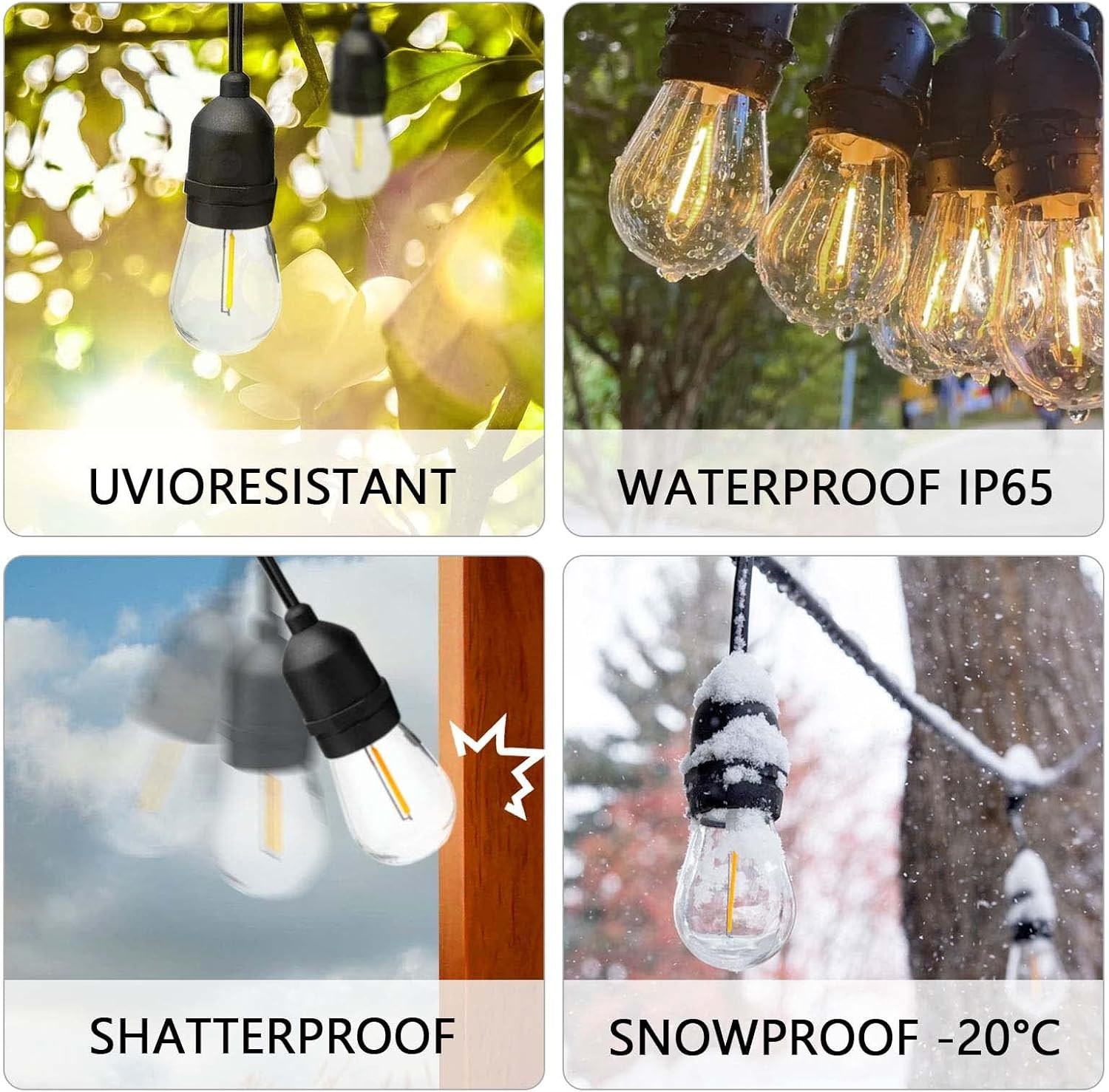 24-Pack String Light Bulbs, S14 Outdoor Waterproof Replacement Bulb, E26 Base