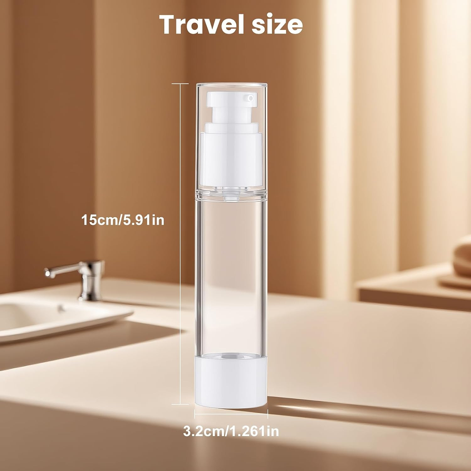 Airless Pump Bottles 3 Pack 1.7oz Empty Moisturizer Pump Dispenser | Clear Airle