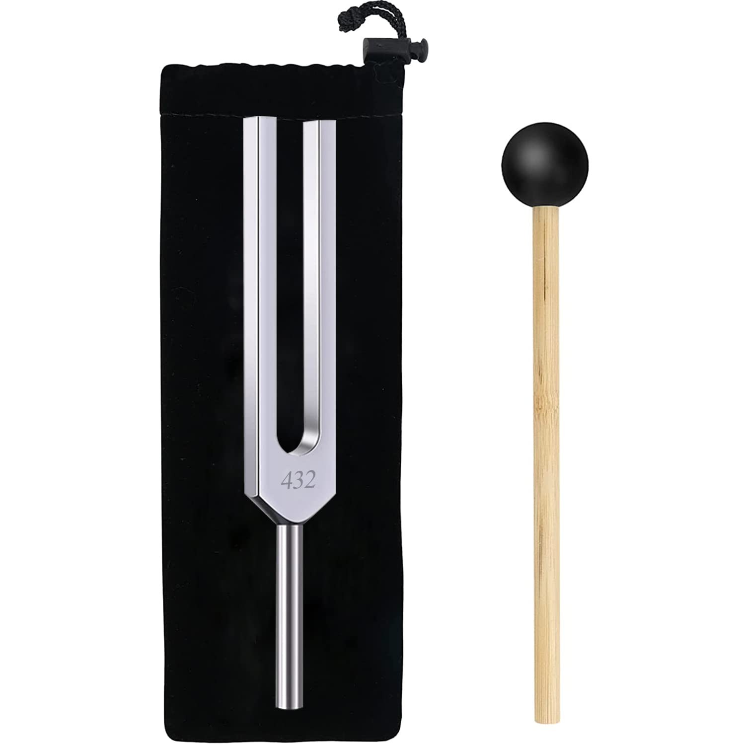 432 Hz Tuning Fork with Rubber Mallet om Intention Enhancer Music Natural Cle...
