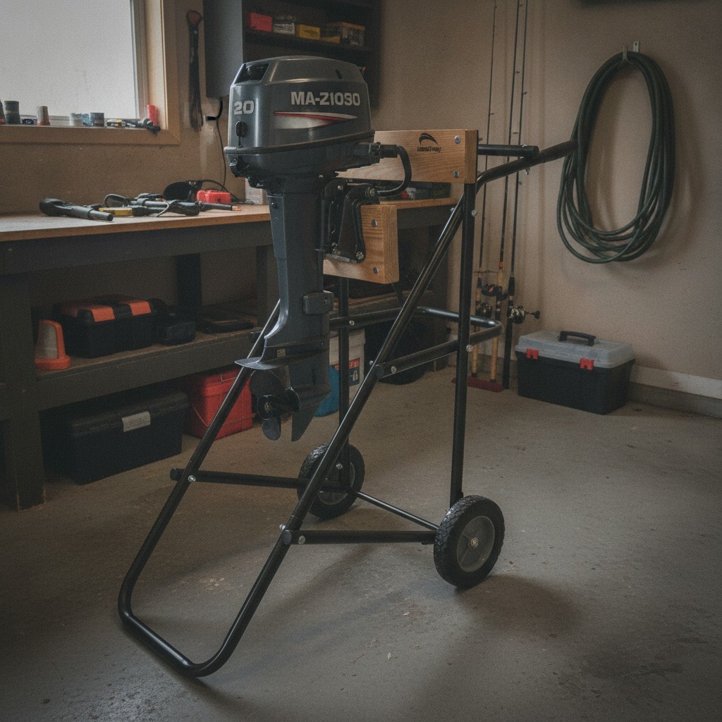 Convenient 2-Wheel Outboard Motor Stand - Secure Transport for 15-30 HP Engines