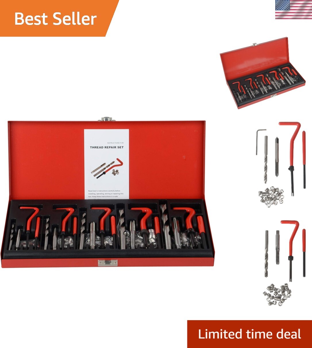 Comprehensive 131-Piece HSS Thread Repair Kit for M5-M12 Thread Restoration