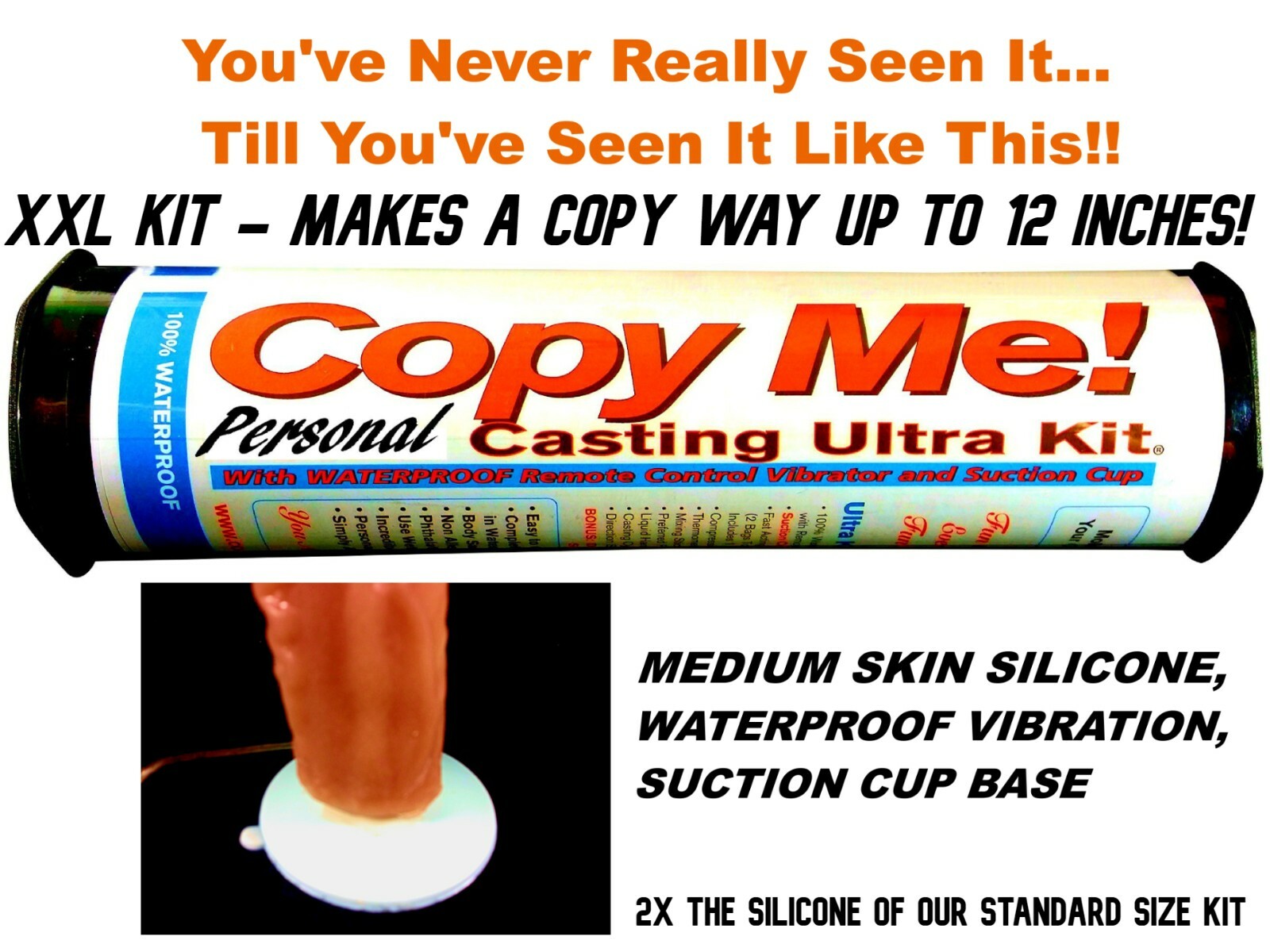 XXL MEDIUM SKIN Penis Casting Molding Vibrator Maker / SUCTION CUP BASE Copy Kit