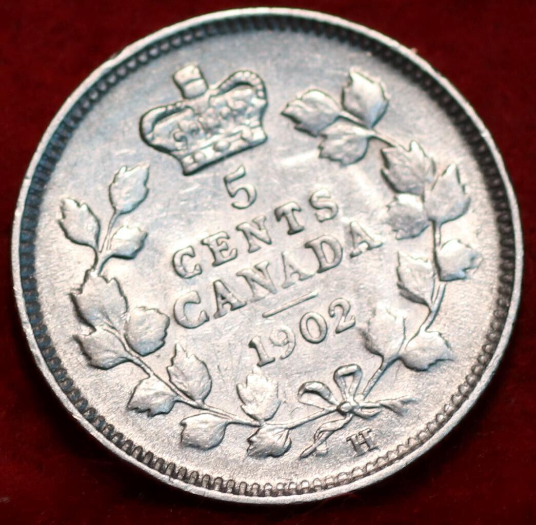 🇨🇦 Uncirculated 1902-H King Edward VII 5 Cents Silver Coin Canada