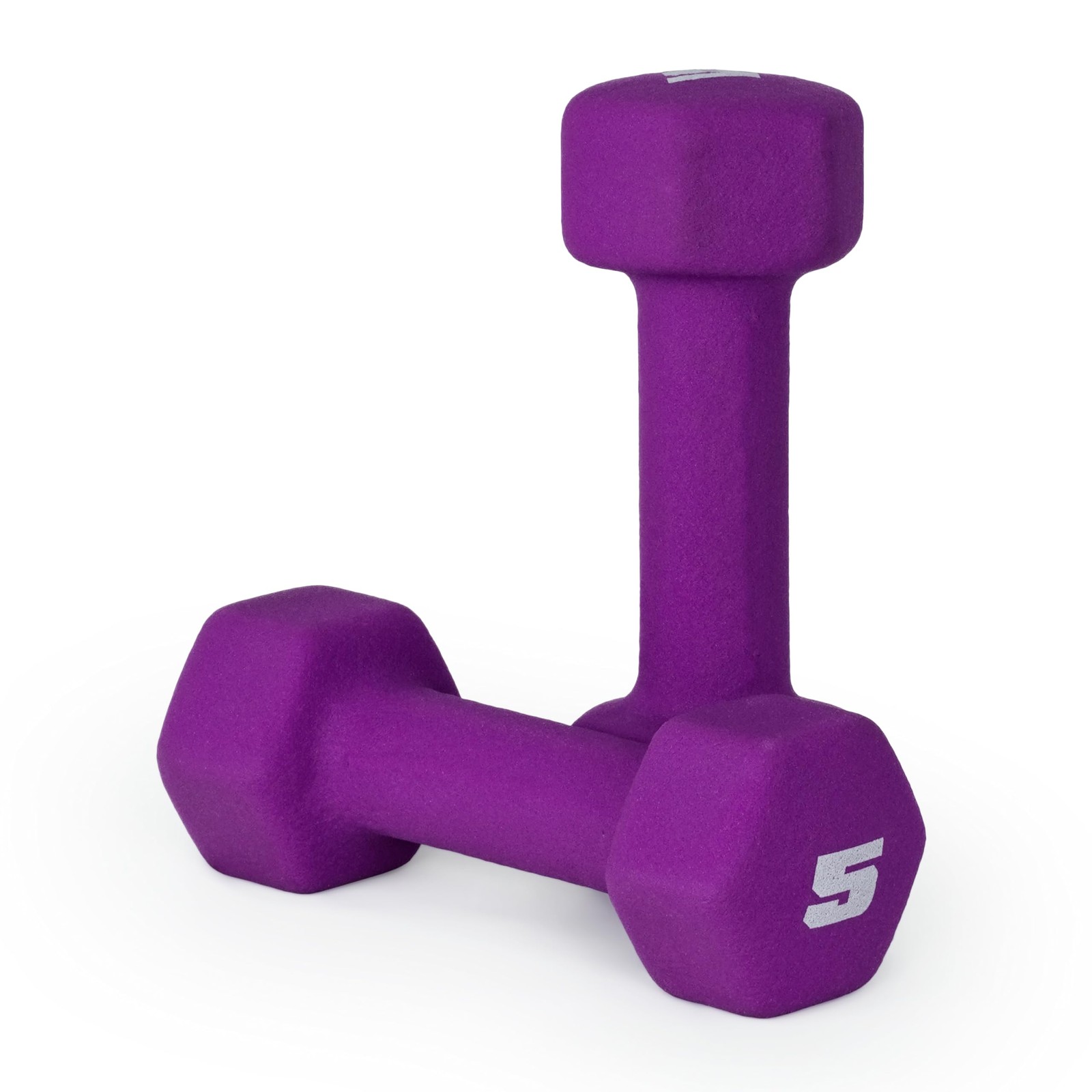 Barbell Neoprene Dumbbell Weights, 5 lb Pair, Violet