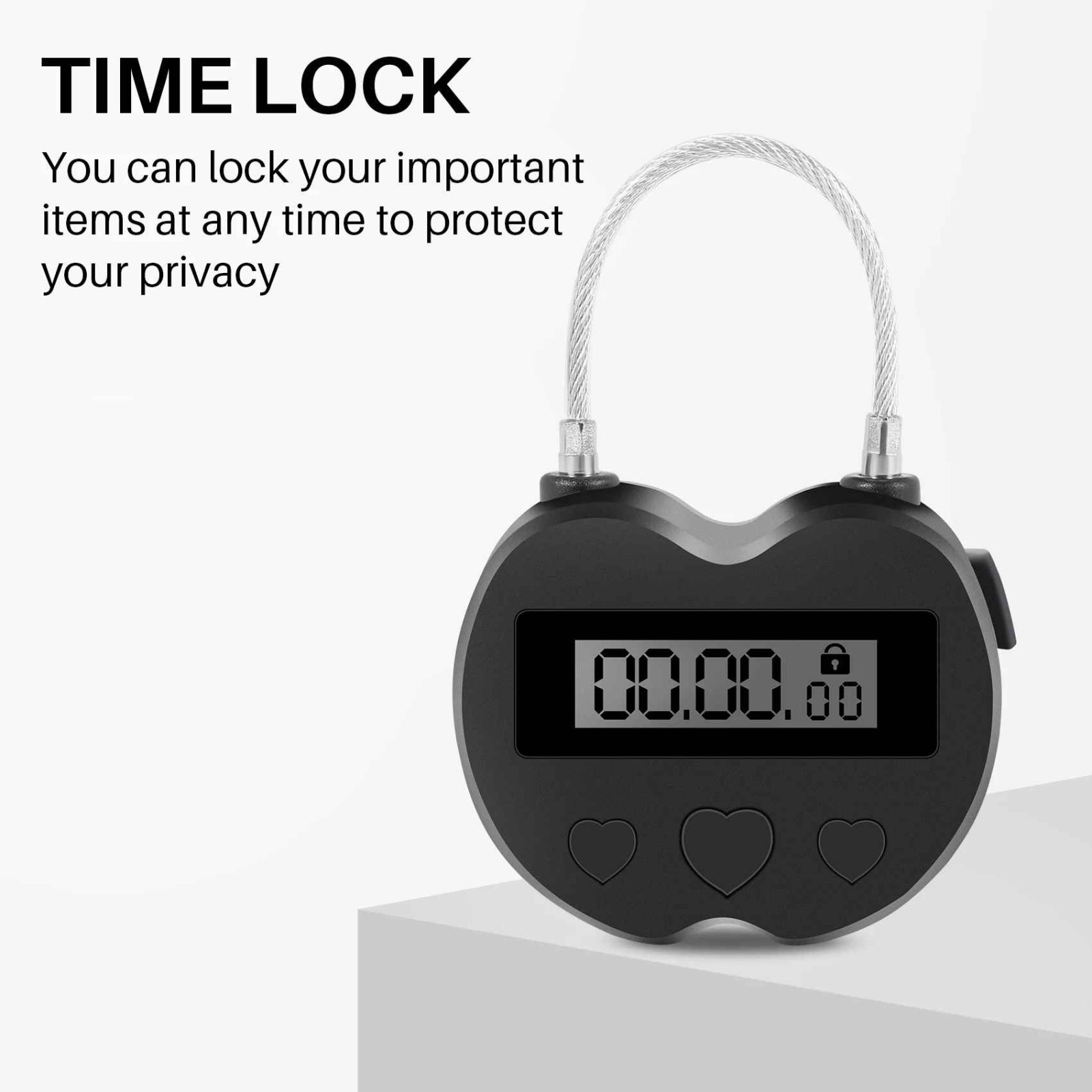2X Black Time Locks LCD Display Time Lock Multifunction Travel Electronic Timer