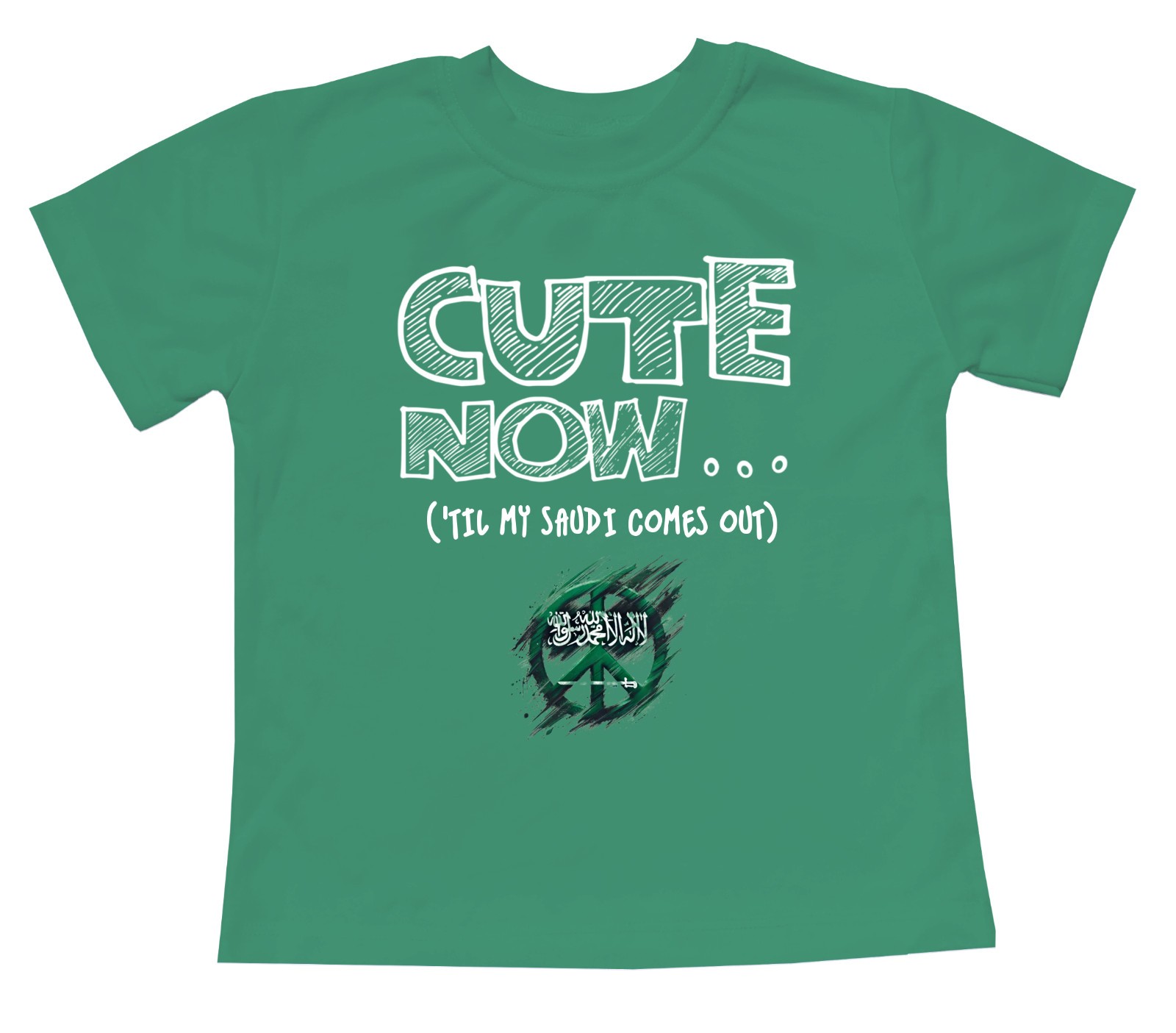 Cute Now... 'Til My Saudi Comes Out Toddler Kids Peace Arabian Flag T-shirt