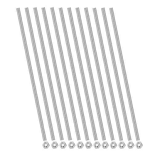 24Pack M3×250mm Length Threaded Rods with Hex Nuts,12Pcs M3×250mm 304
