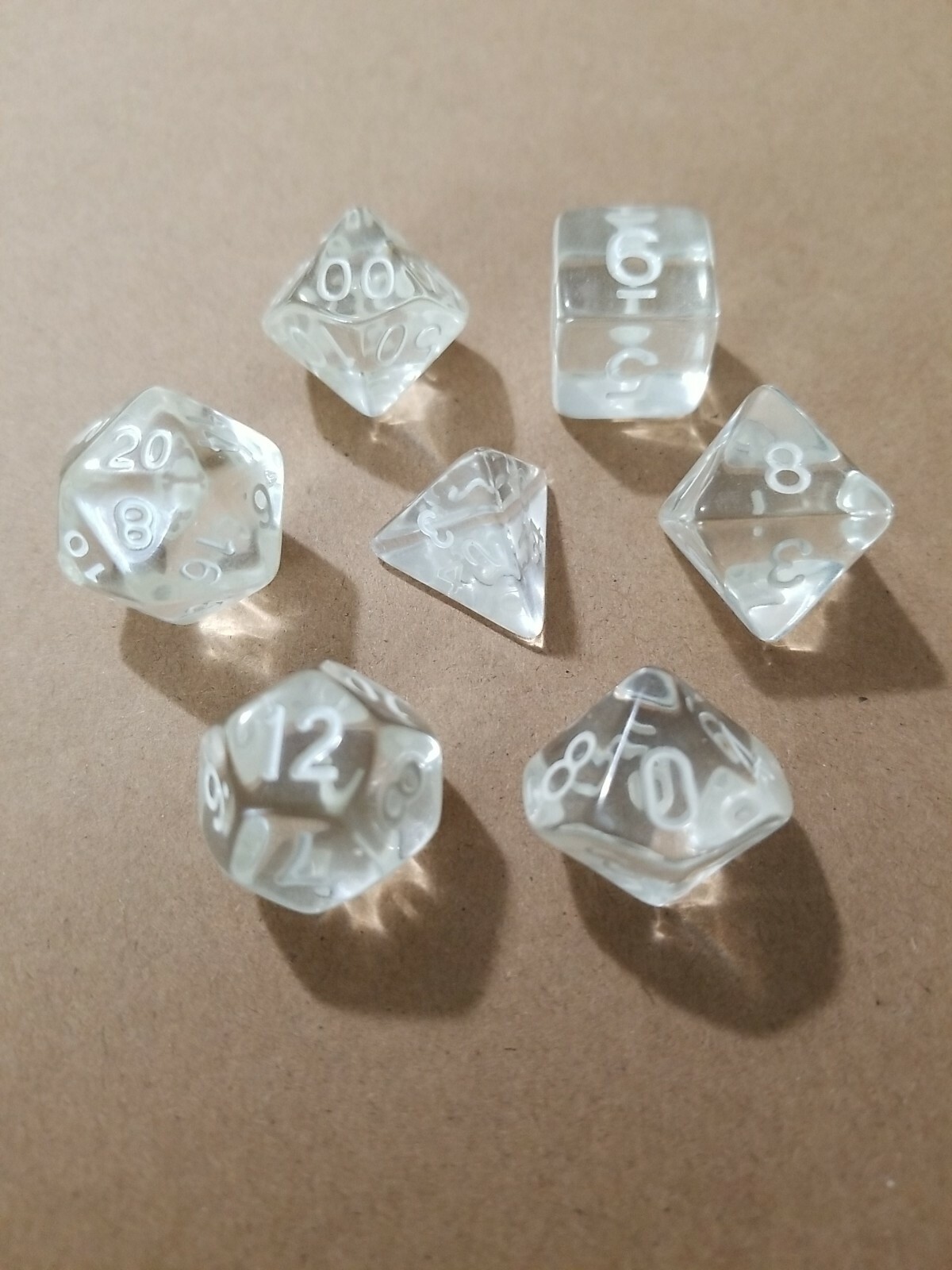 Polyhedral Gaming Dice, 7pc set (d4,6,8,10,12,20,%) FREE SHIPPING