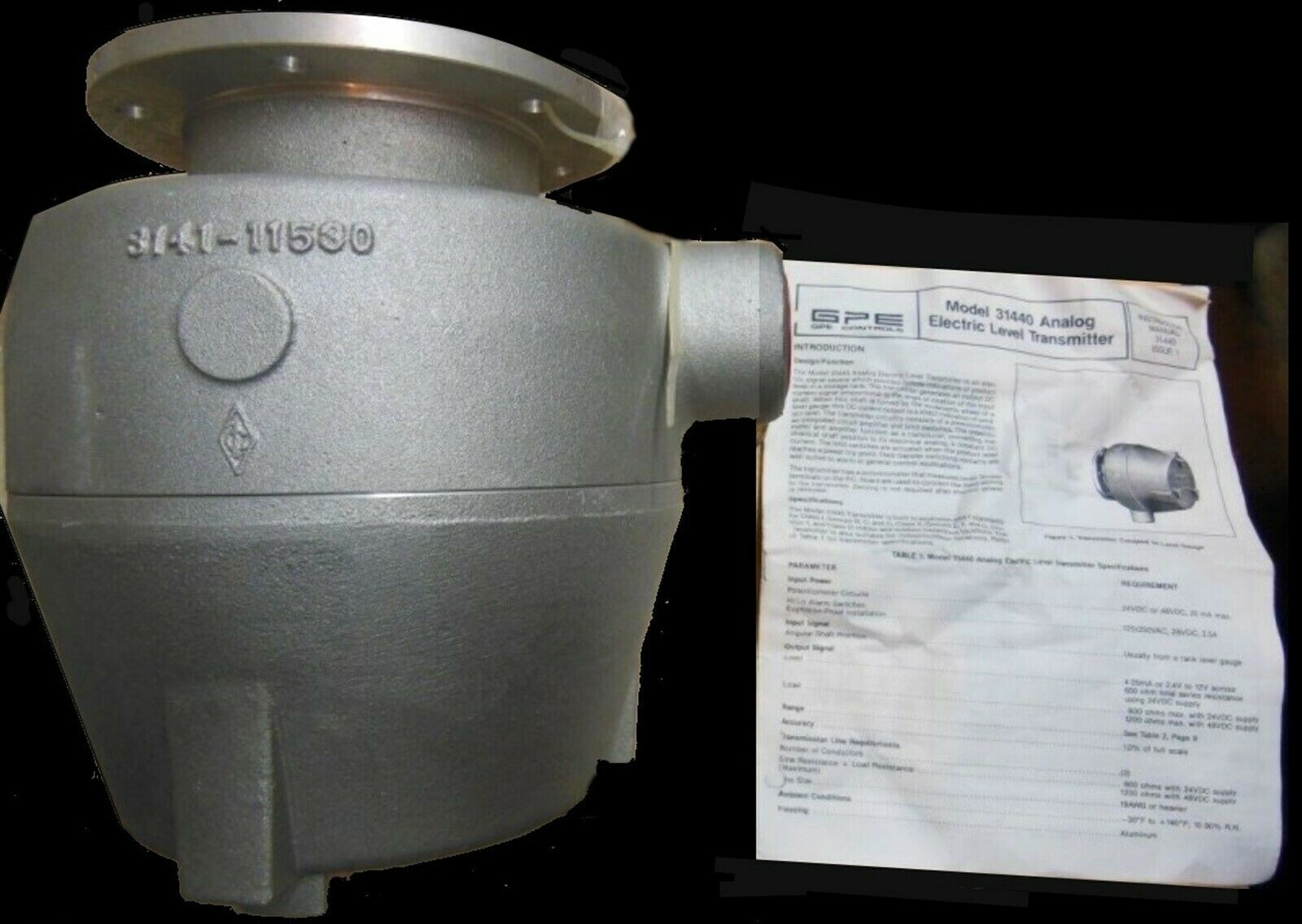 GPE Controls ~ ANALOG ELECTRIC LEVEL TRANSMITTER ~ 31440 ~ 3141-11530 ~ (NEW)