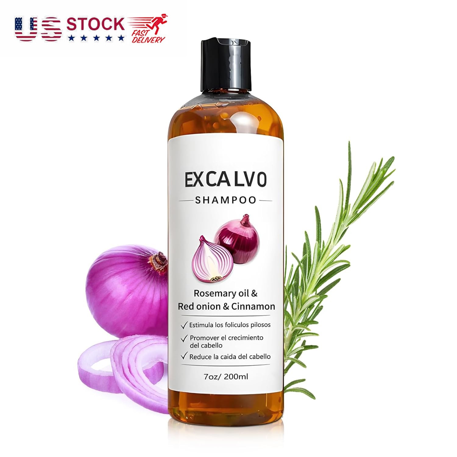 EXCALVO Shampoo, Natural Formula Hair Growth Shampoo with Rosemary Oil&Red Onion