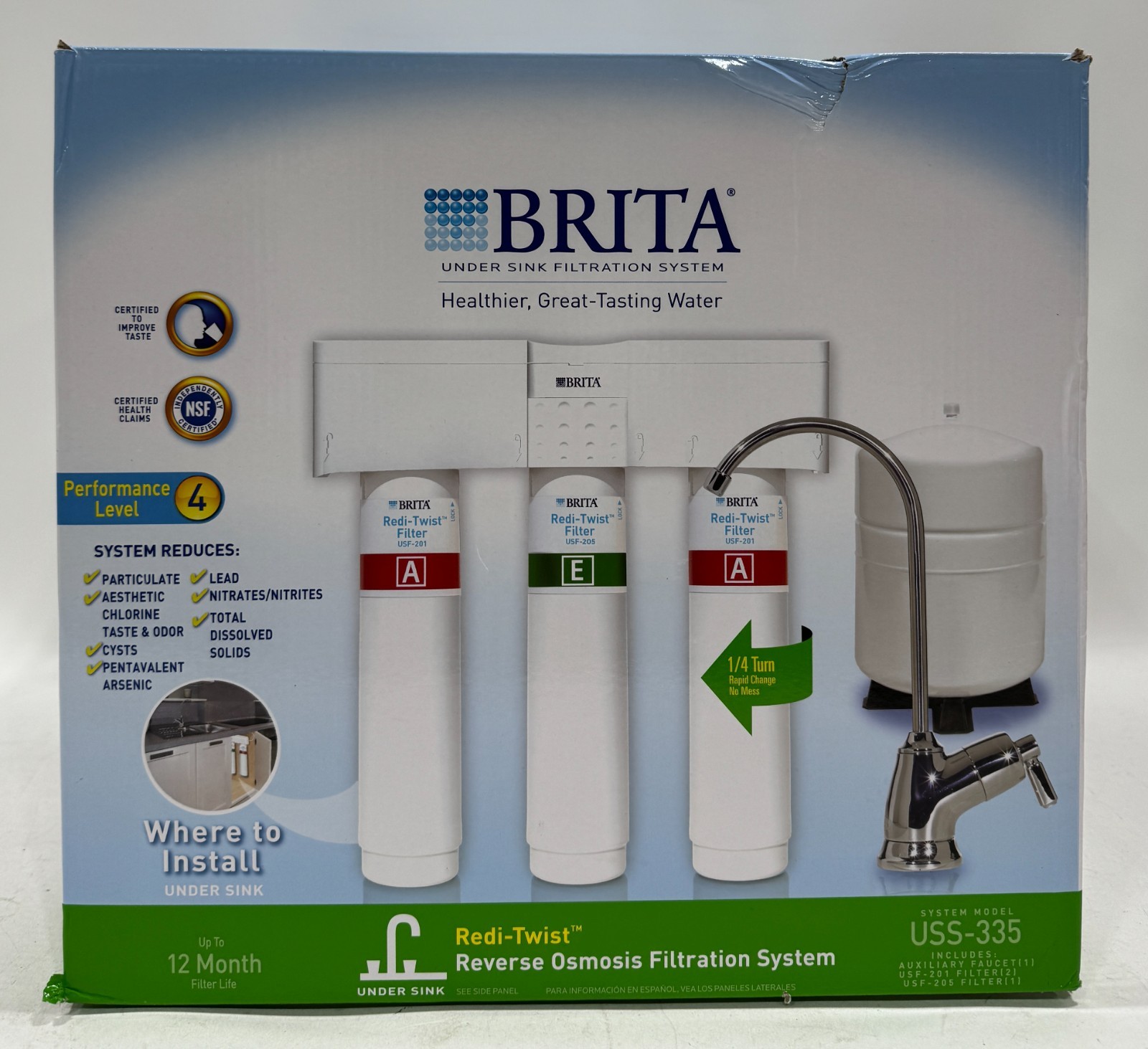 Brita Redi-Twist Reverse Osmosis 3-Stage Under Sink Filtration System USS-335