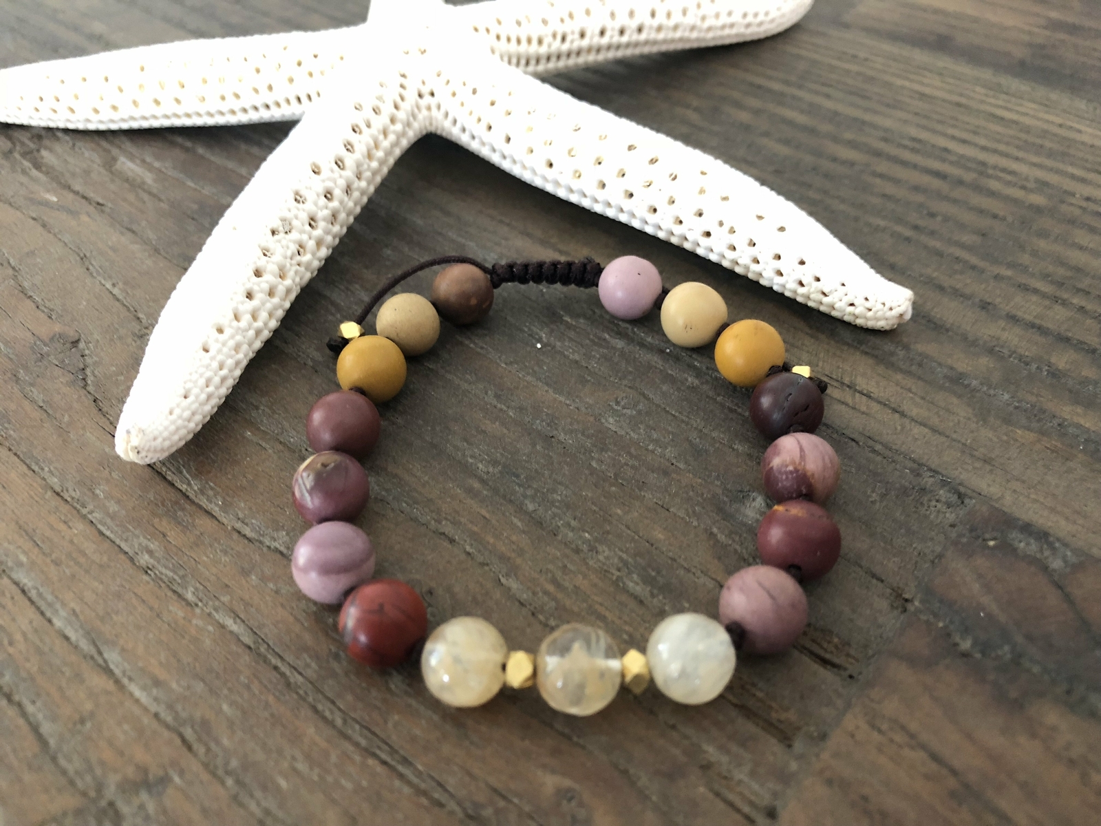 Mukite Jasper, Citrine Beaded Bracelet