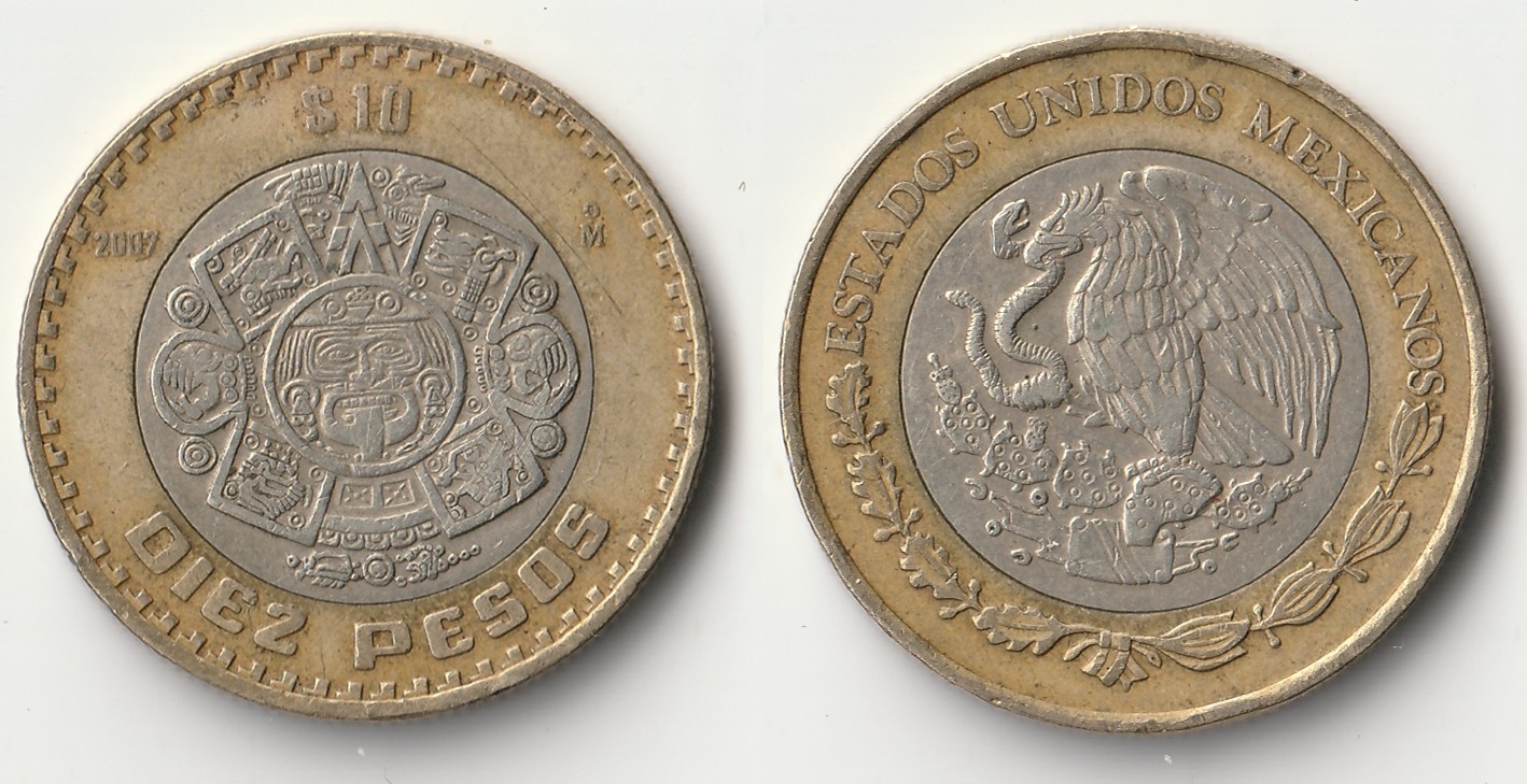 2007 Mexico 10 pesos coin