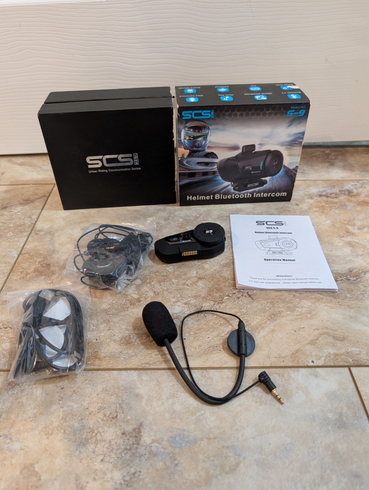 SCSETC S-9 Motorcycle Helmet Bluetooth Headset 2000m 6 Riders Intercom Open Box