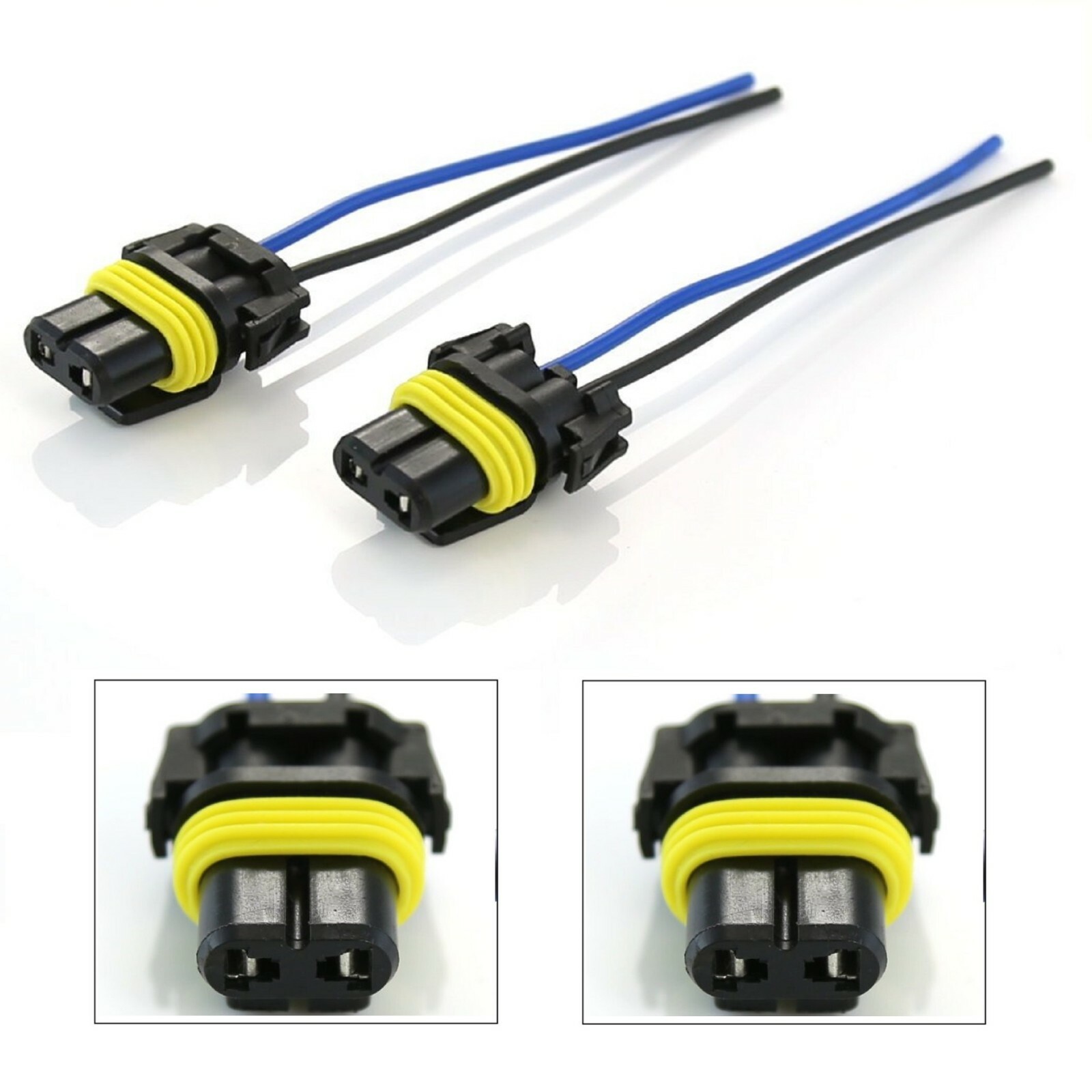 Wire Pigtail Female P 9006 HB4 Two Harness Head Light Low Beam Plug Socket Bulb