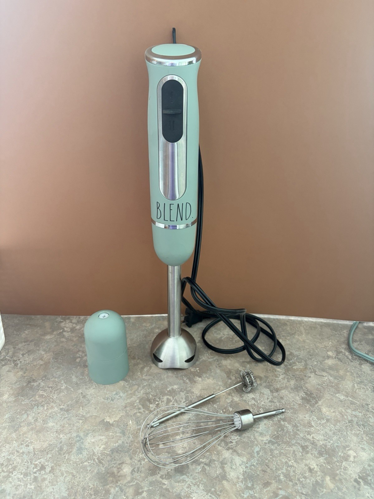 Rae Dunn Immersion Hand Blender Green 500 Watt 5 Piece Set