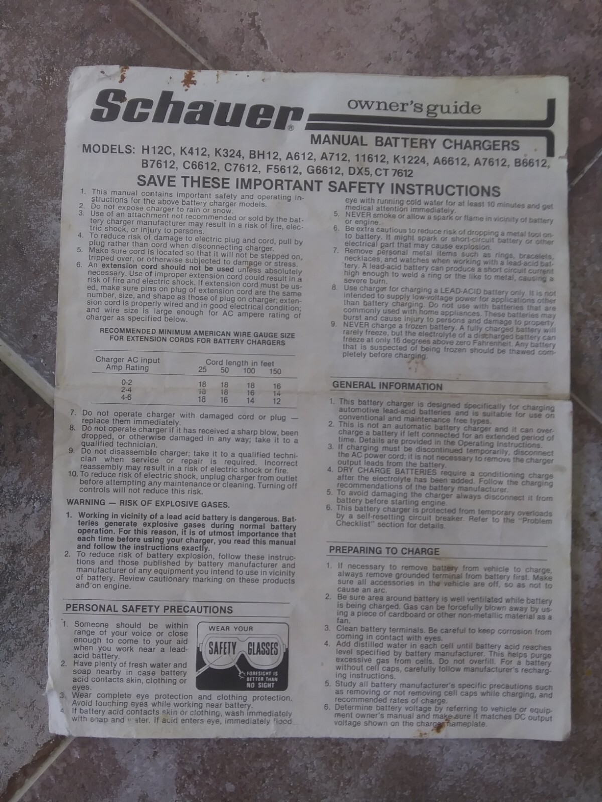 Vintage 1981 Schauer Automatic Battery Chargers Owner's Guide Manual 81-18
