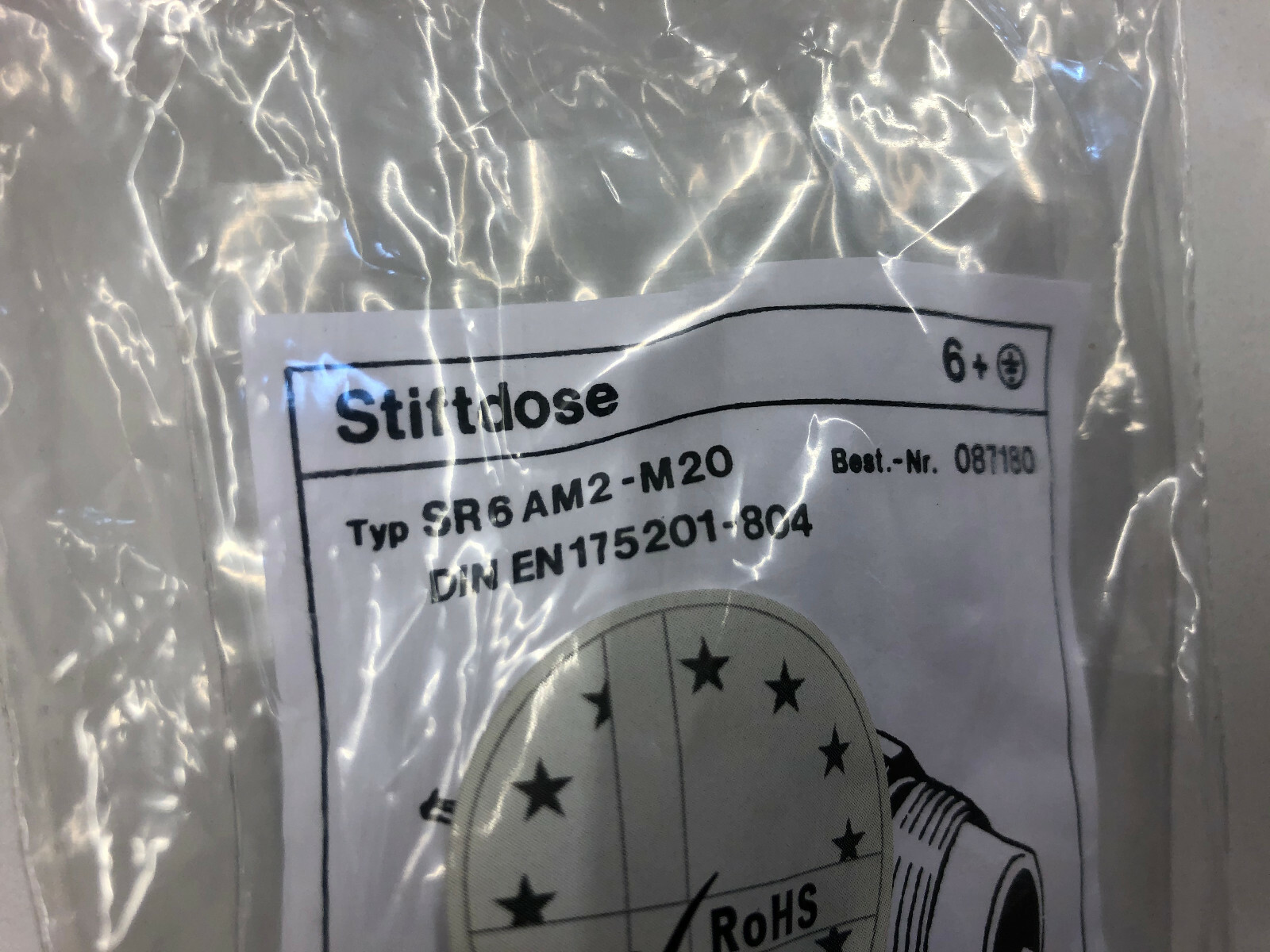 NEW Euchner SR6AM2-M20 Stiftdose #87180 M20 Plug
