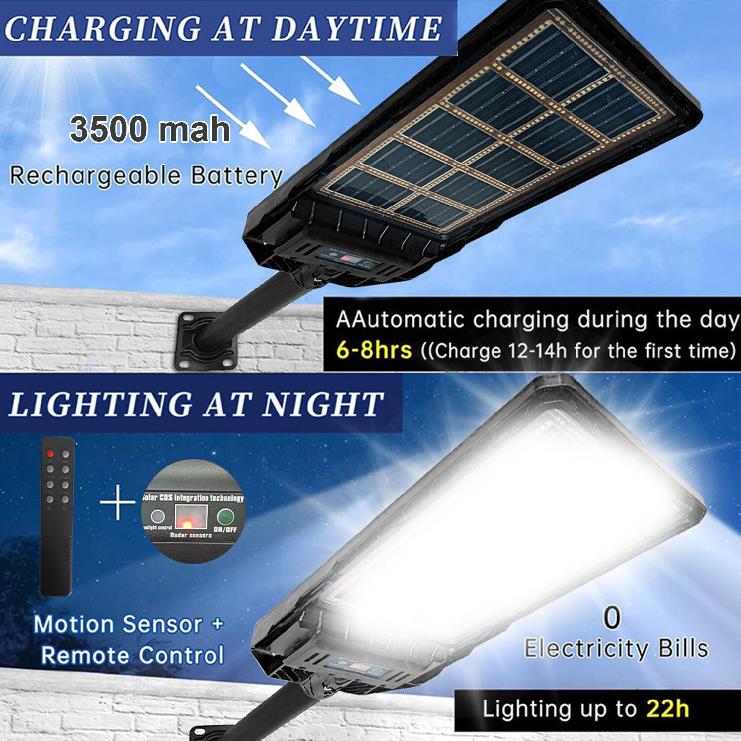 NEW 6000W Commercial Solar Street Lights Outdoor Dusk to Dawn Super Bright 2025