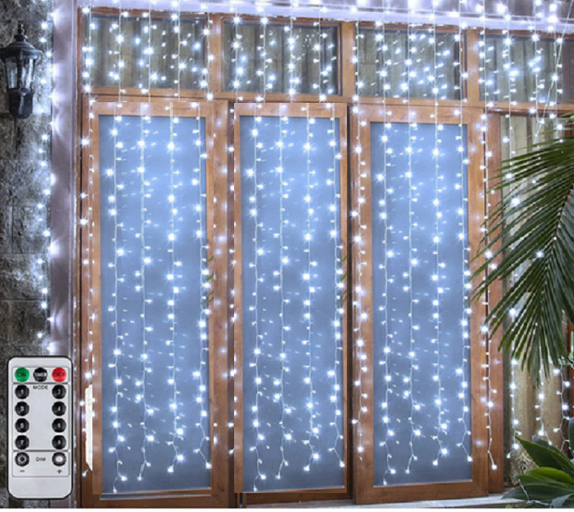 Curtain String Fairy Lights in  300 lights 10'x10' remote controlled