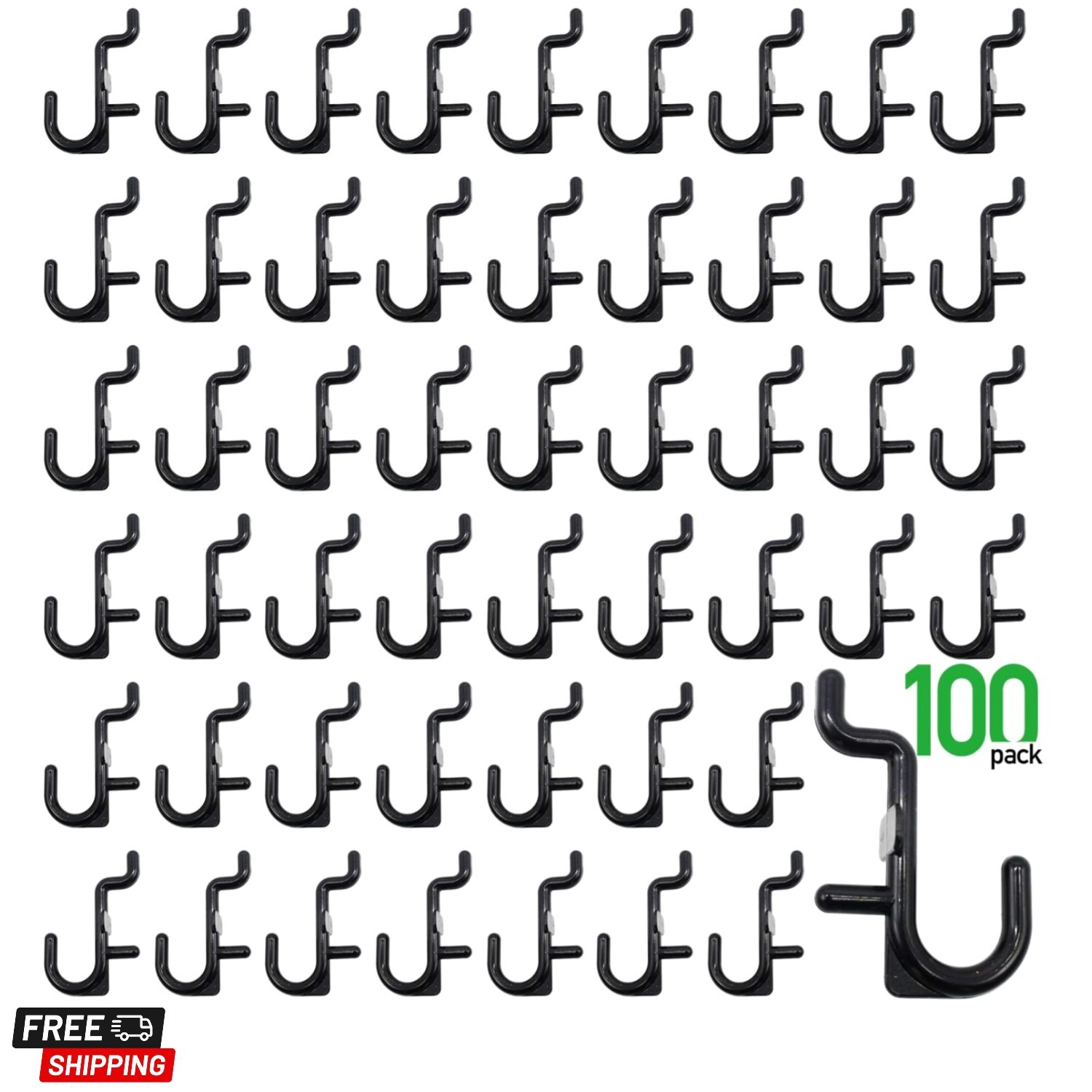 Pegboard Hooks Kit Pegboard J Hook Assortment 100PK Black Peg Hooks