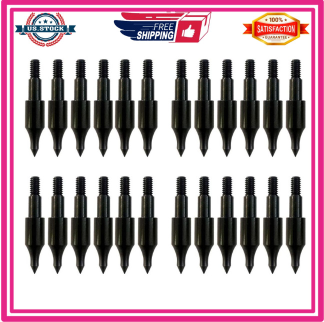 24 Archery Field Tips 100 Grain Screw-in Points for Compound Bow & Crossbow
