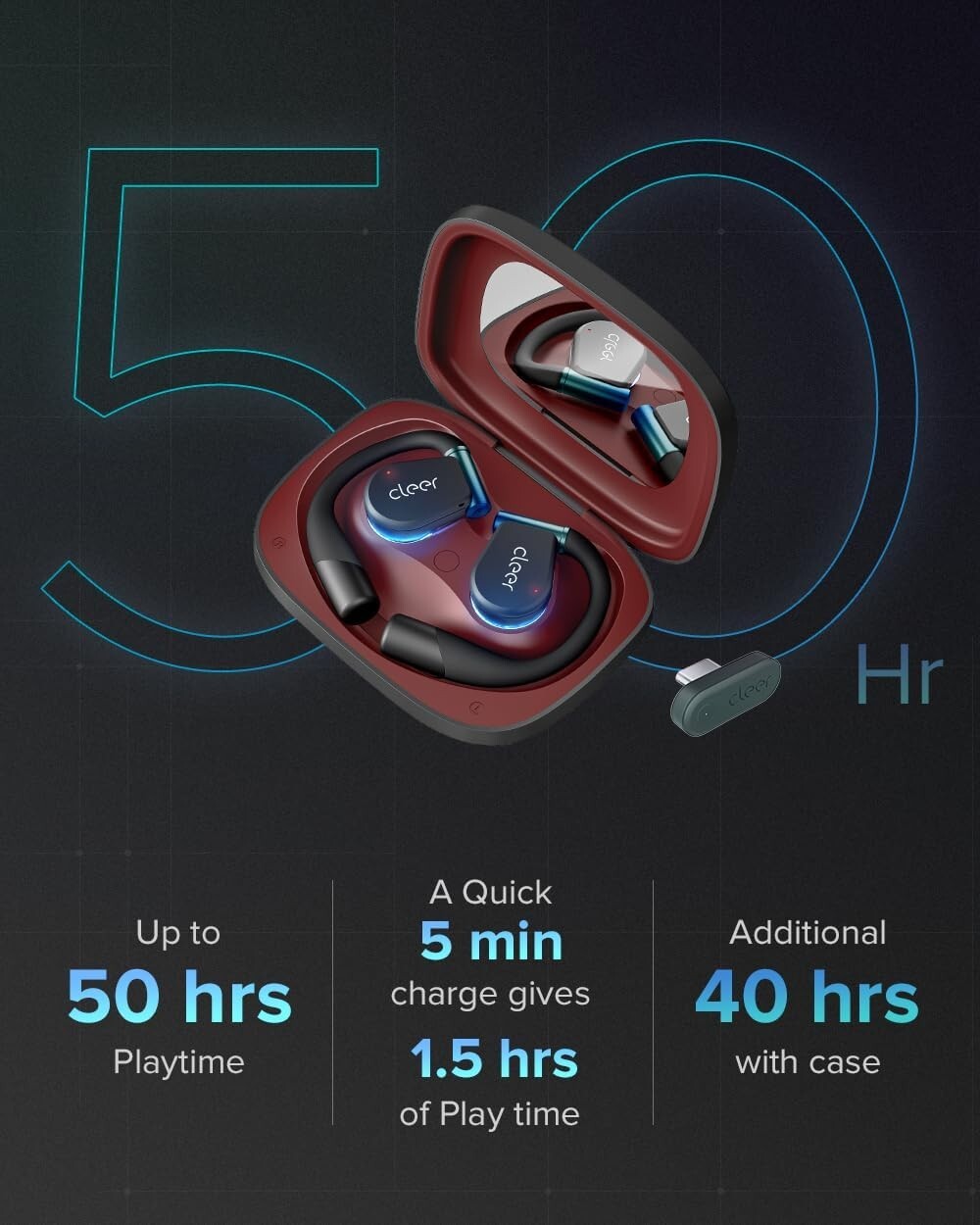 Cleer ARC 3 Gaming Earbuds - True Wireless Open Ear Headphones,Ultra-Low Latency
