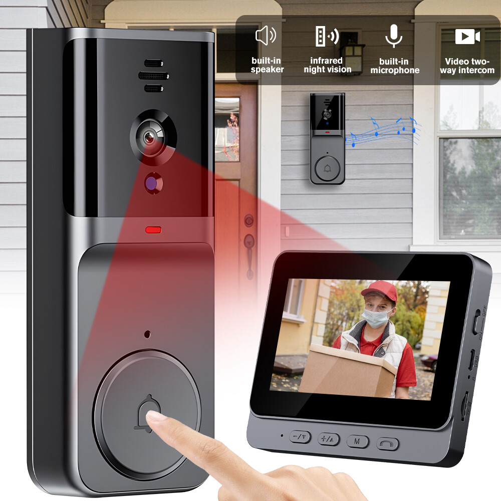 Wireless Intercom Doorbell HD Night Vision 4.3in lPS Screen Visual Camera