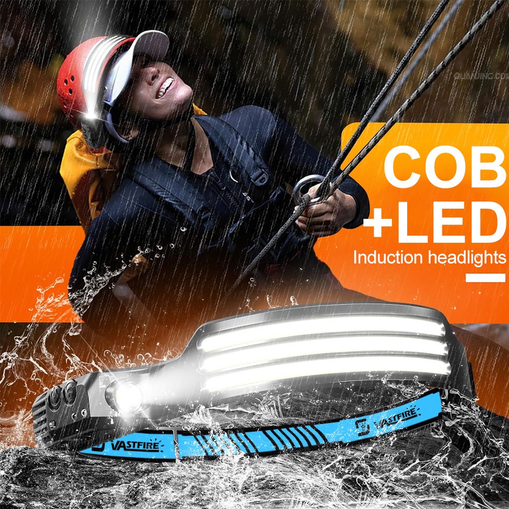 USB Rechargable Sensor Motion Work Light Bar LED Headlamp COB Light For Camping
