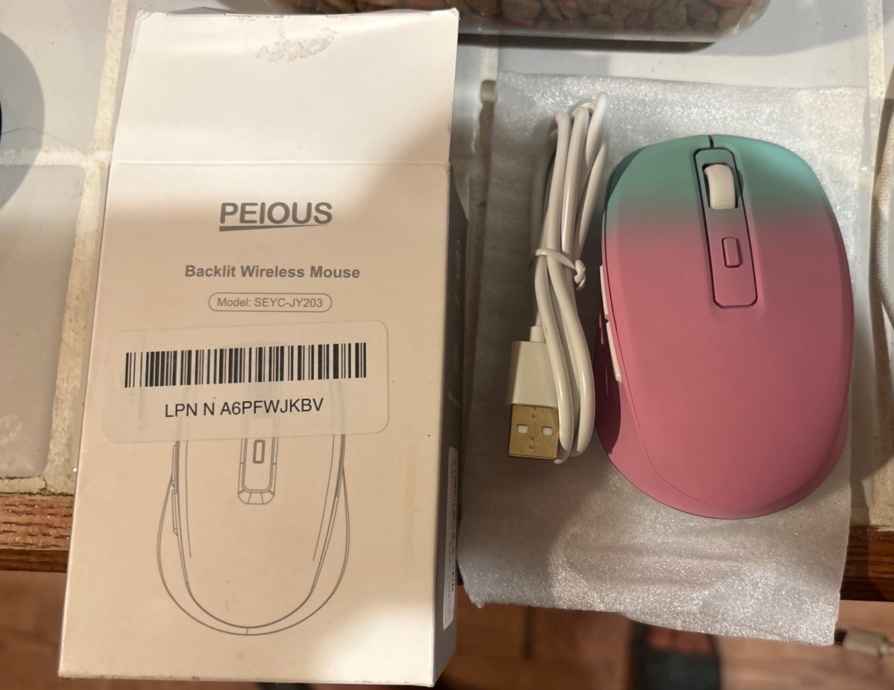 Peious Backlit Wireless Mouse SEYC-JY203 Gradient Pink Open Box New