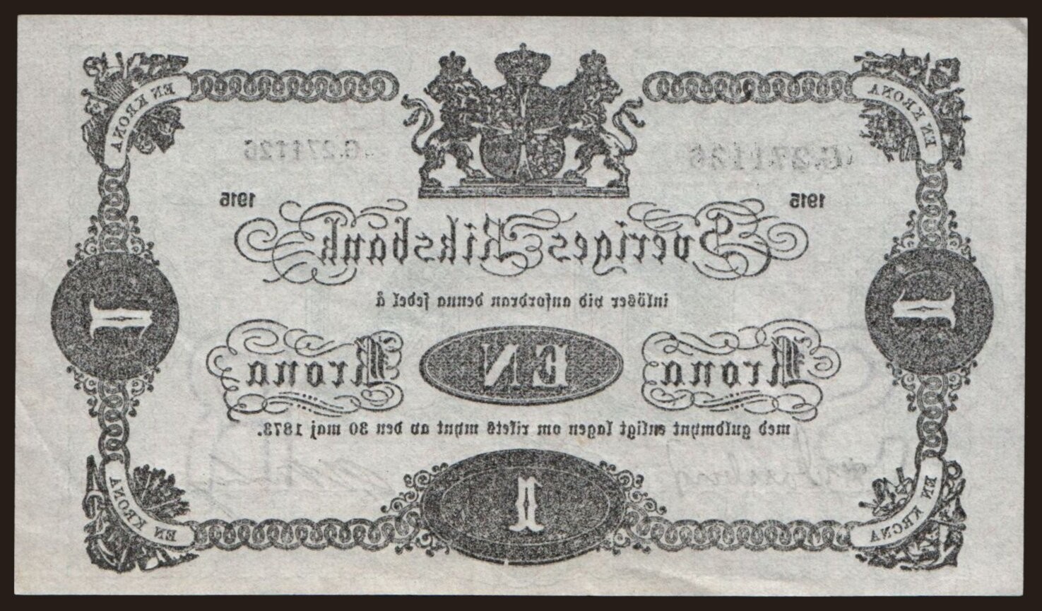 Sweden - 1915 - 1 Krona - "EF+" #CO8134