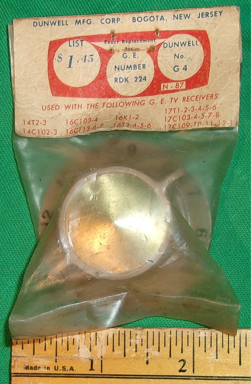 Vintage TV Tuning Knob by Dunwell (for General Electric TV's) NOS RDK224