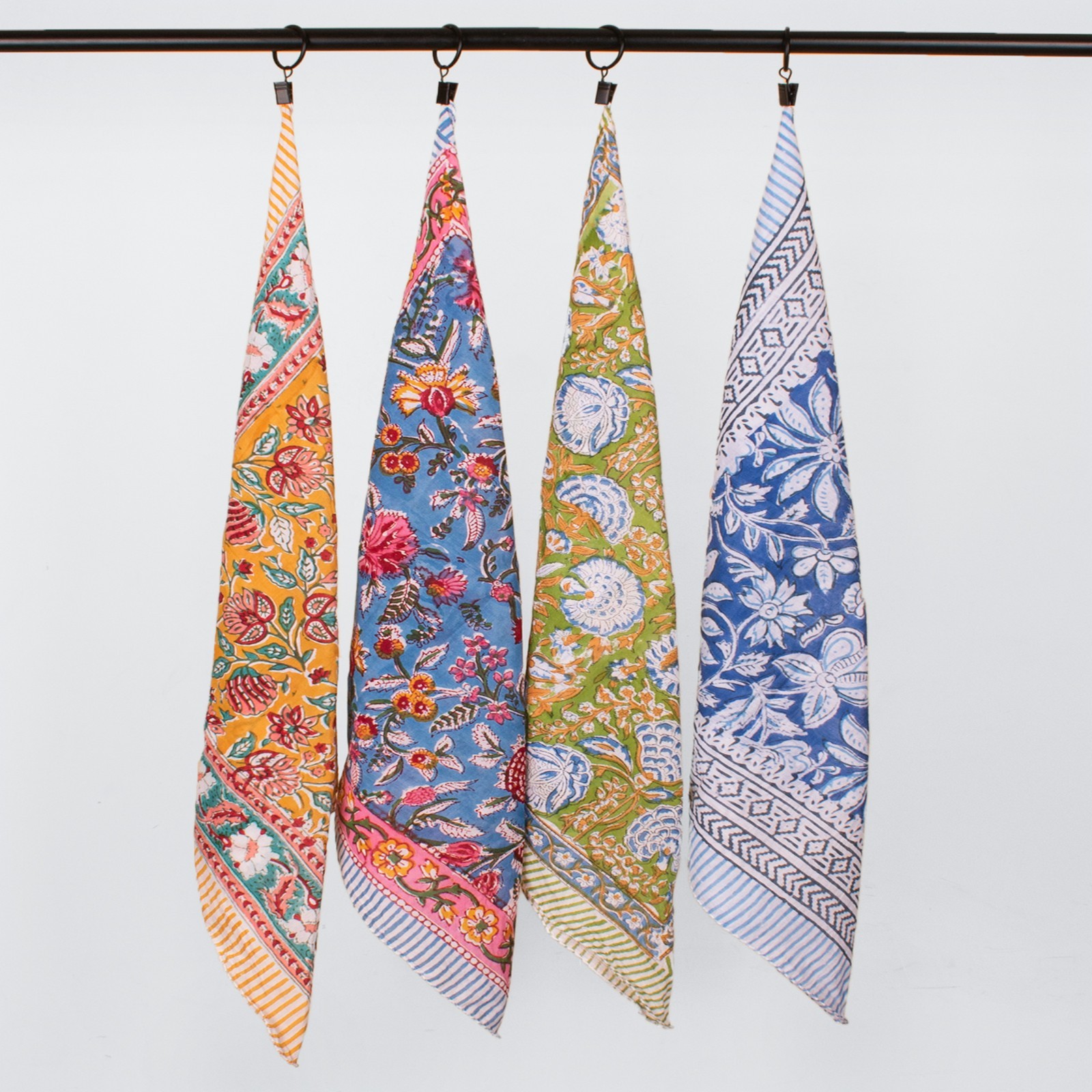 Set Of 4 Organic Handmade Cotton Square Cowgirl Bandana Soft Scarf For Outdoor