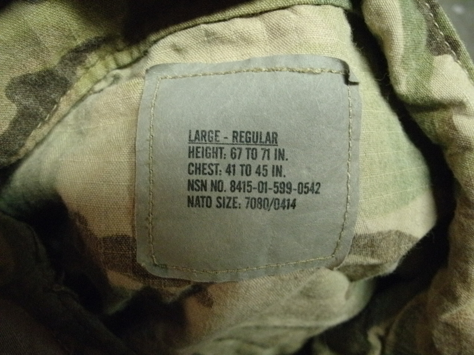 US ARMY OCP MULTICAM UNIFORM FR COAT / SHIRT SIZE LARGE REGULAR FIRE RESISTANT