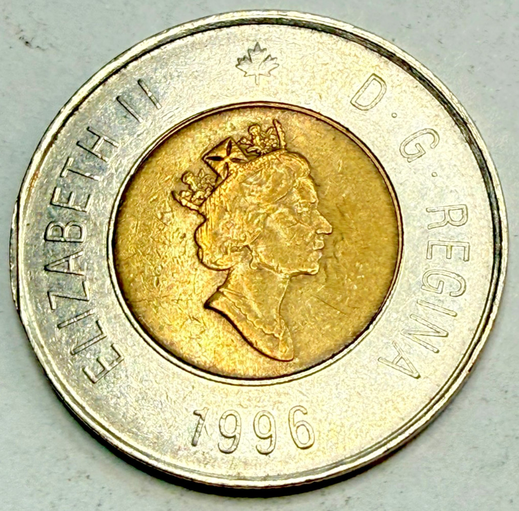 Canada 2 Dollar Coin 1996 Queen Elizabeth II As Pictured