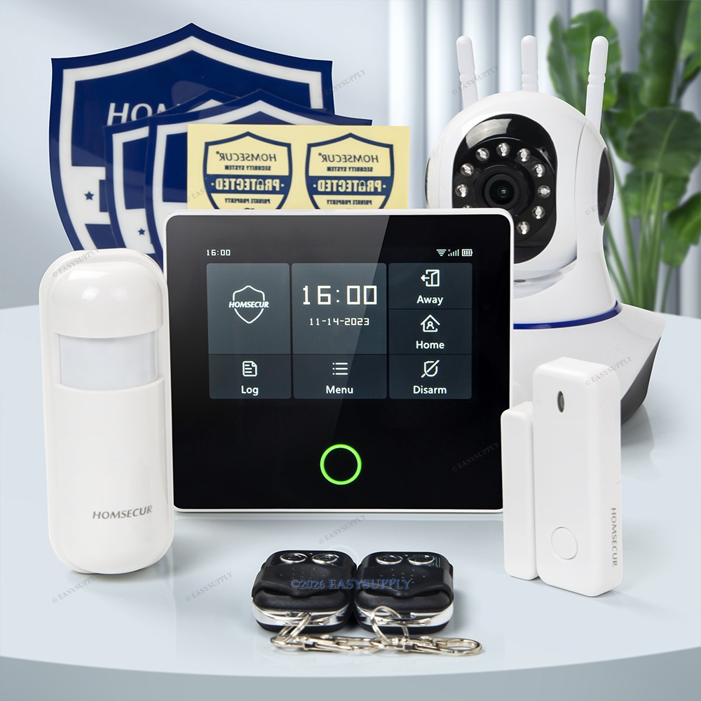 HOMSECUR Wireless WIFI 4G 2G LCD SMS Autodial Home Security 4.3" Alarm System