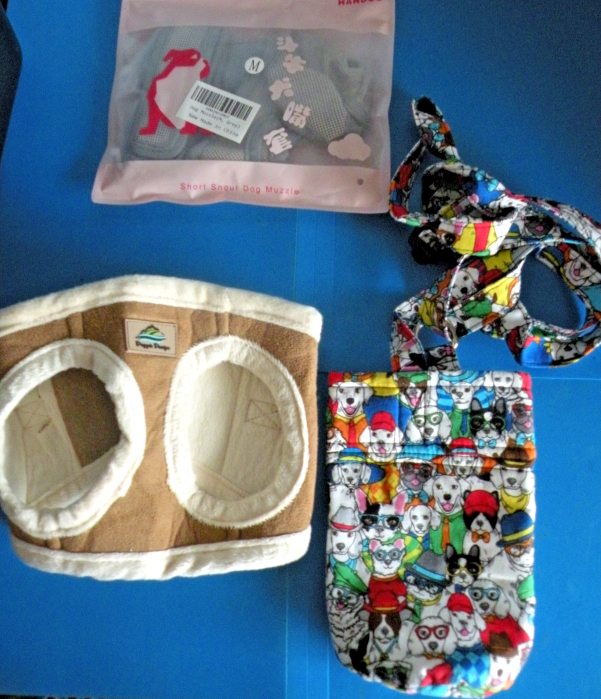 Dog Lot 3 item Muzzle mesh Short Snout sz m vest harness crossbody tote treat F3