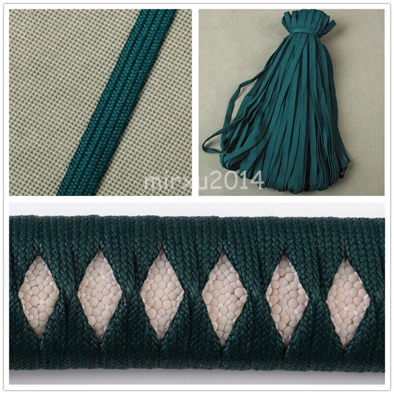 Blue Green Synthetic Silk Ito Sageo Tsukamaki For Japanese Samurai Katana Sword